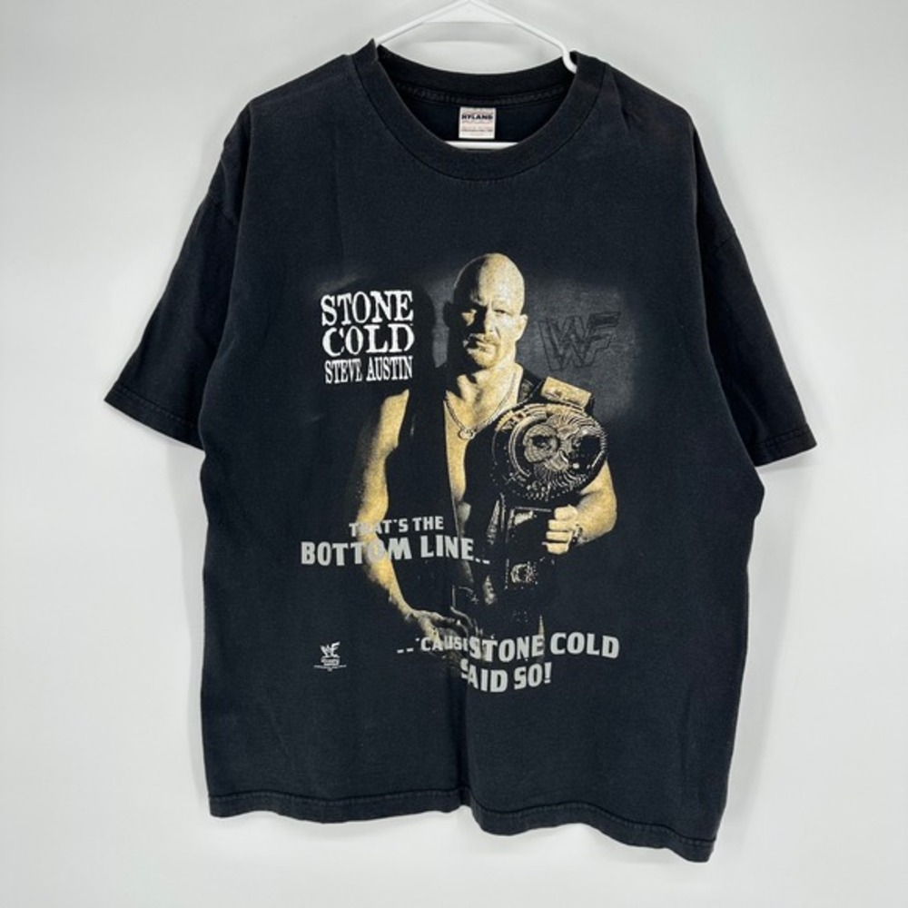 Vintage 90s WWF Stone Cold Steve Austin That's the Bottom Line Shirt XL Back Hit